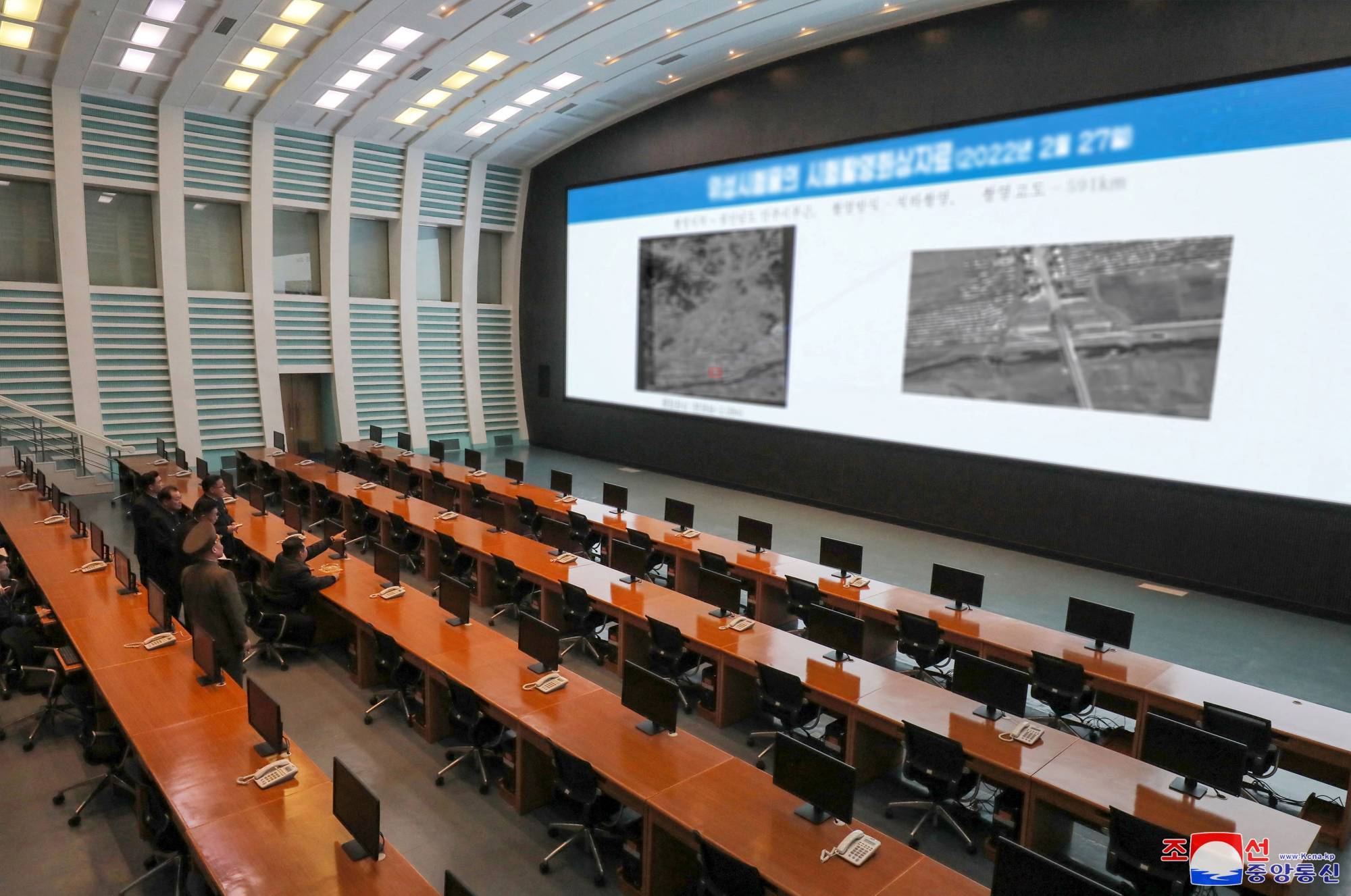 North Korean leader Kim Jong Un inspects the country's National Aerospace Development Administration after satellite system tests earlier this year. | KCNA / via REUTERS