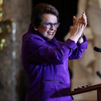Billie Jean King is honored at an event commemorating the 50th anniversary of Title XI at the U.S. Capitol building in Washington on March 9. | REUTERS