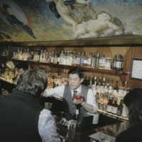 Ryan Saputra, bartender at Angel\'s Share, on one of its final nights before closing in the East Village in Manhattan, on March 31. Tony Yoshida, the owner, transformed a single block in New York City and helped start the cocktail revolution.  | HARUKA SAKAGUCHI / THE NEW YORK TIMES