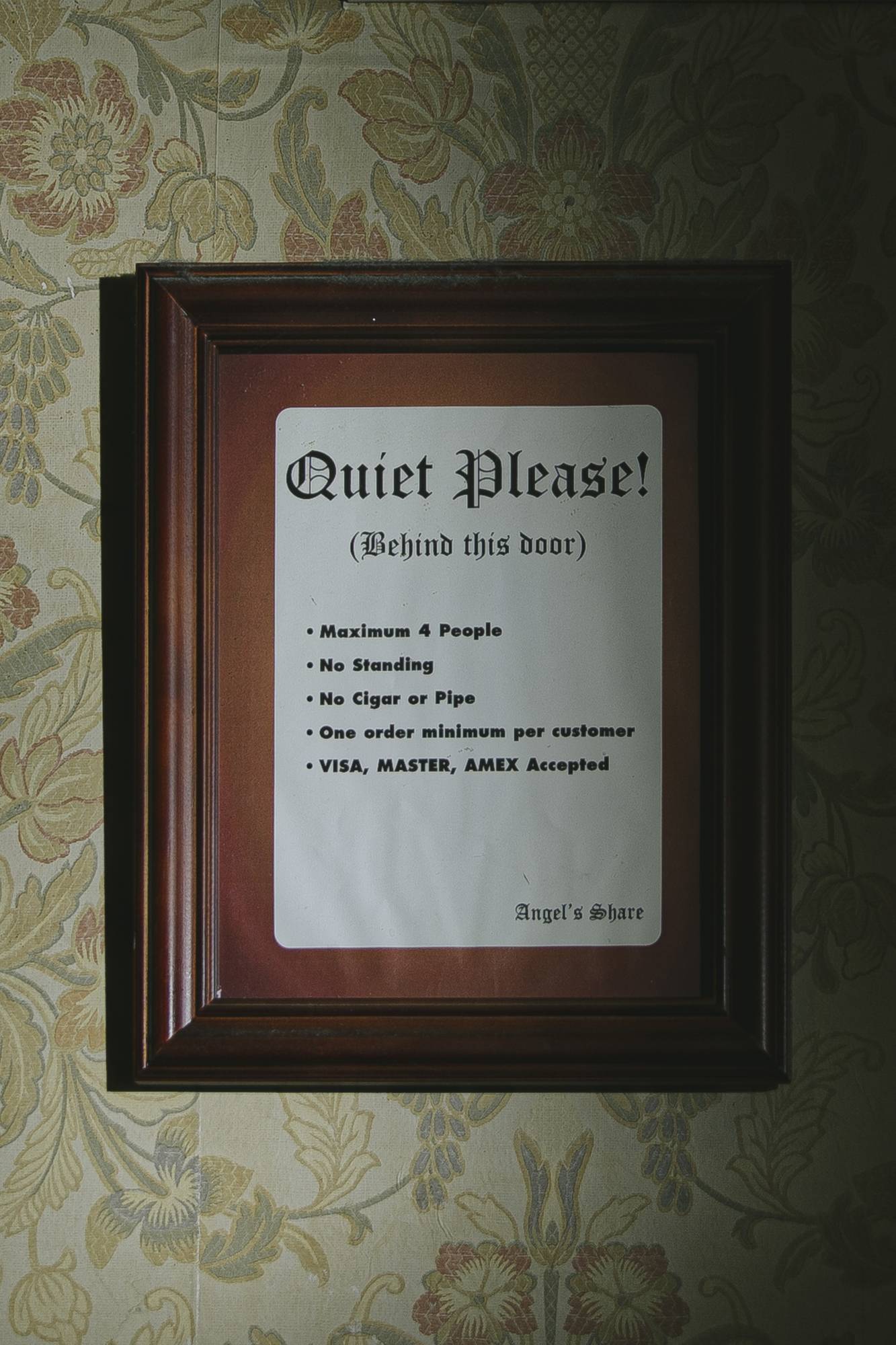 A sign near the entrance of the bar Angel's Share in the East Village in Manhattan, on March 31. | Haruka Sakaguchi / The New York Times