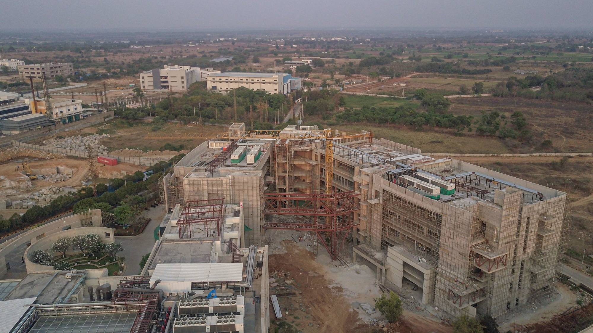 The Novartis AG research & development center under construction inside MN Park at Genome Valley in Hyderabad, India, on March 21. Indian Prime Minister Narendra Modi has eagerly promoted his country as the 'pharmacy of the world,' but the glaring dependence of India's manufacturing industry was exposed at the start of the COVID-19 pandemic.  | BLOOMBERG