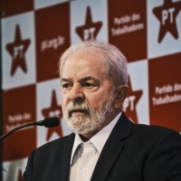 Luiz Inacio Lula da Silva, Brazil\'s former president, during a news conference in Brasilia on Oct. 8 | BLOOMBERG