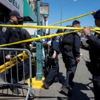 Police on the scene after a shooting inside a Brooklyn subway station on Tuesday | DAKOTA SANTIAGO / THE NEW YORK TIMES