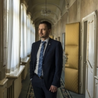 Prime Minister Eduard Heger of Slovakia, in government offices in Bratislava, April 7. Encouraged by the United States, Slovakia donated a bulky but effective S-300, hoping to challenge Russian domination of the skies in the war next door.  | BRENDAN HOFFMAN / THE NEW YORK TIMES