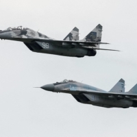 MIG-29 fighter aircrafts fly at a military air base in Vasylkiv, Ukraine, in 2016.  | REUTERS