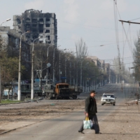 A damaged street in Mariupol on Friday | REUTERS