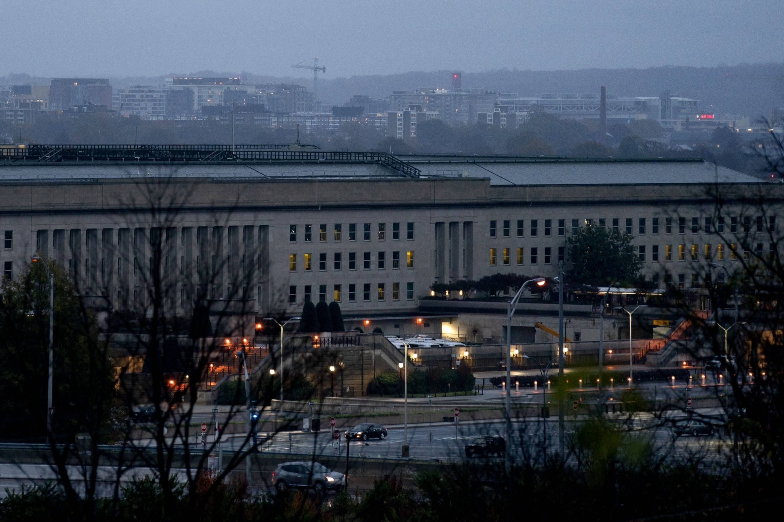 The Pentagon at dusk in Arlington, Virginia, U.S., in November, 2020. Preston Dunlap said the Pentagon, which he dubbed 'the world’s largest bureaucracy,” needed to work together to tap the private sector, defend the country and compete with China. | BLOOMBERG