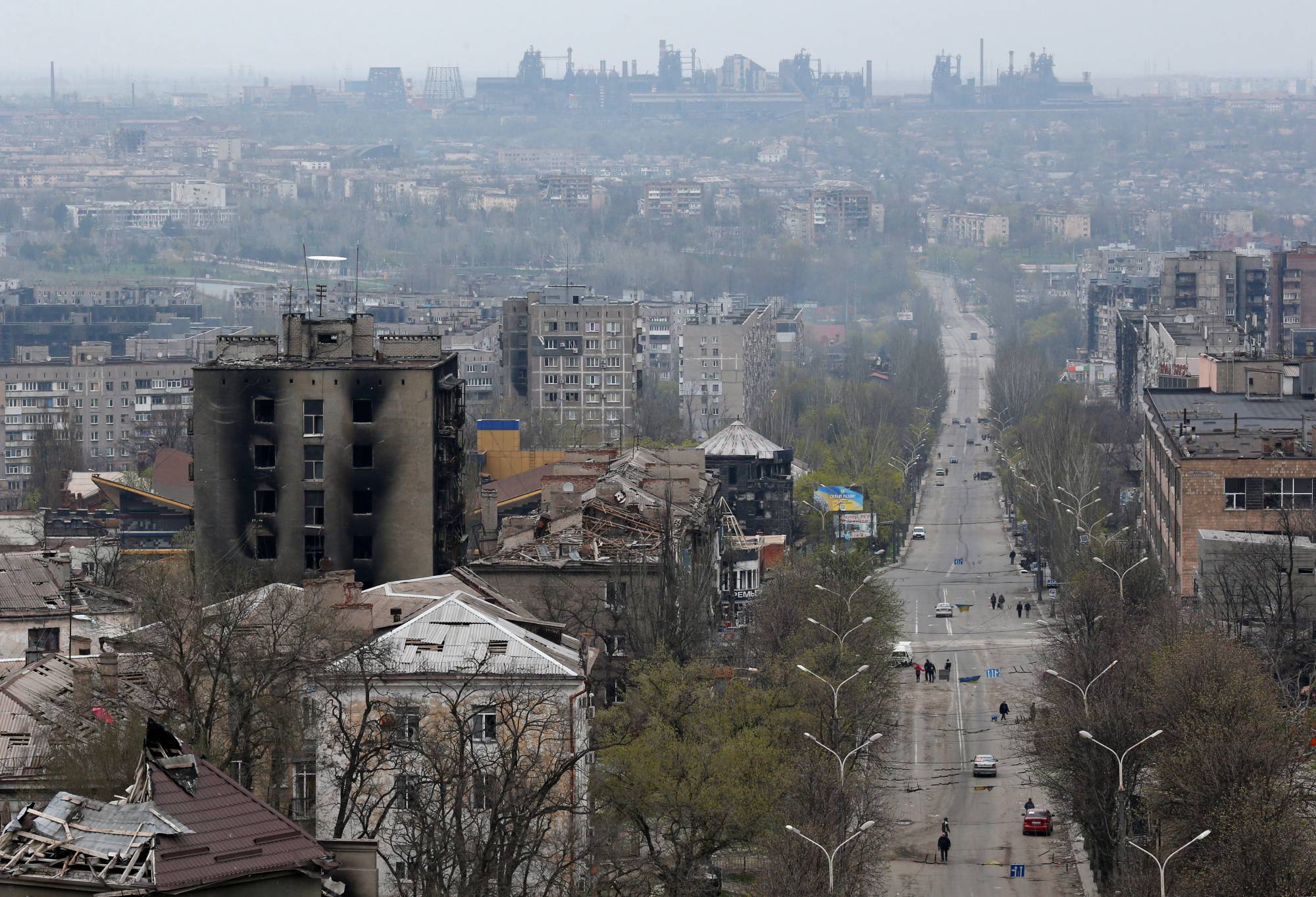 Damaged buildings in the southern port city of Mariupol, Ukraine, on Tuesday | REUTERS
