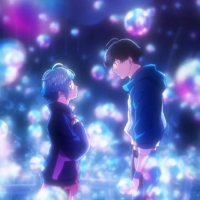 Orphaned Tokyoite Hibiki (voiced by Jun Shison, right) befriends a bubble-turned-human (TikTok star Riria) and names her \"Uta\" in Tetsuro Araki’s “Bubble.” | © 2022 ‘BUBBLE’ FILM PARTNERS
