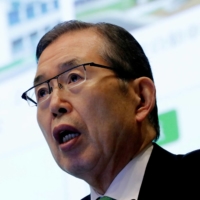 Nidec Corp.\'s CEO Shigenobu Nagamori speaks at an earnings results news conference in Tokyo in July 2018. | REUTERS