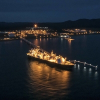 The Grand Aniva tanker is loaded at a liquefied natural gas terminal south of Yuzhno-Sakhalinsk, on Sakhalin Island in Russia’s Far East, in September 2021. Russia wants to sell more oil and coal to China and India, but Western sanctions may make that hard unless Russia offers deep discounts.  | THE NEW YORK TIMES