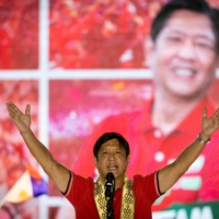 Philippine presidential candidate Ferdinand \"Bongbong\" Marcos Jr., son of late dictator Ferdinand Marcos, delivers a speech during a campaign rally in Lipa, Batangas province, the Philippines, on April 20. | REUTERS 