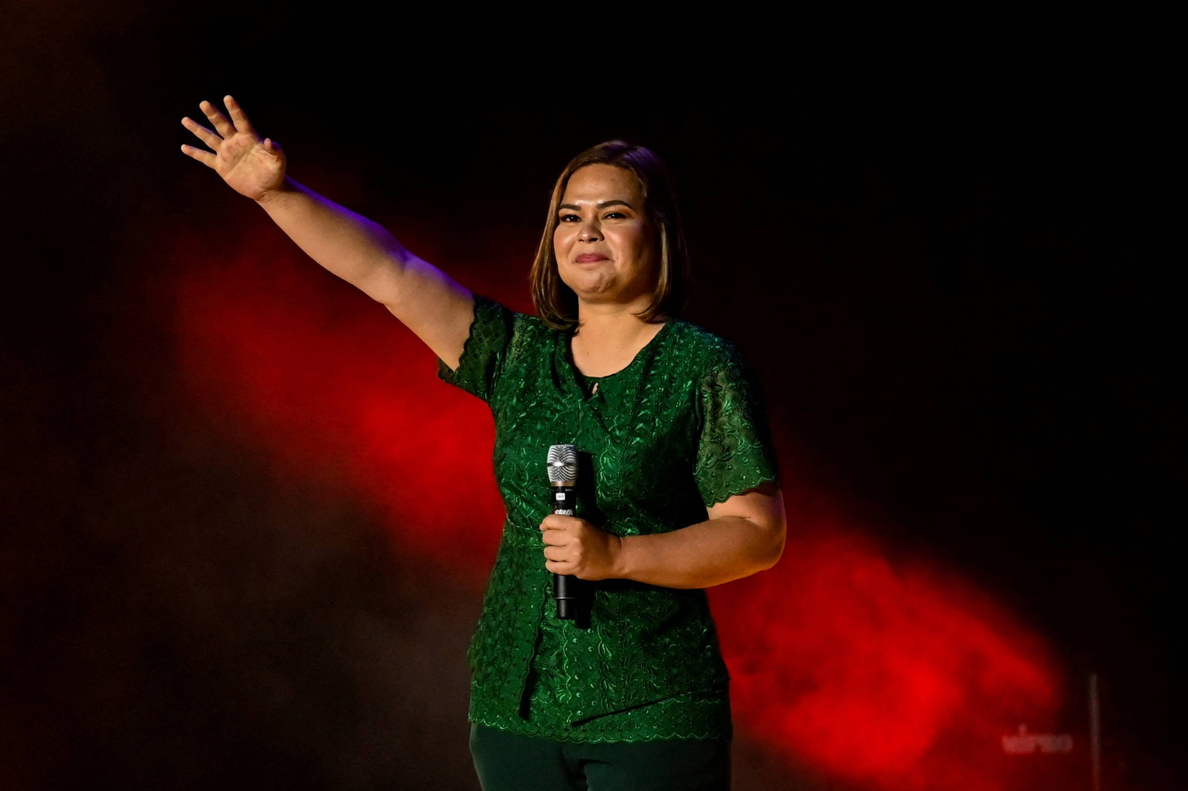 Candidate for vice president Sara Duterte-Carpio, daughter of Philippine President Rodrigo Duterte, waves to her supporters during an event in Bocaue, Philippines, in February. | Reuters 