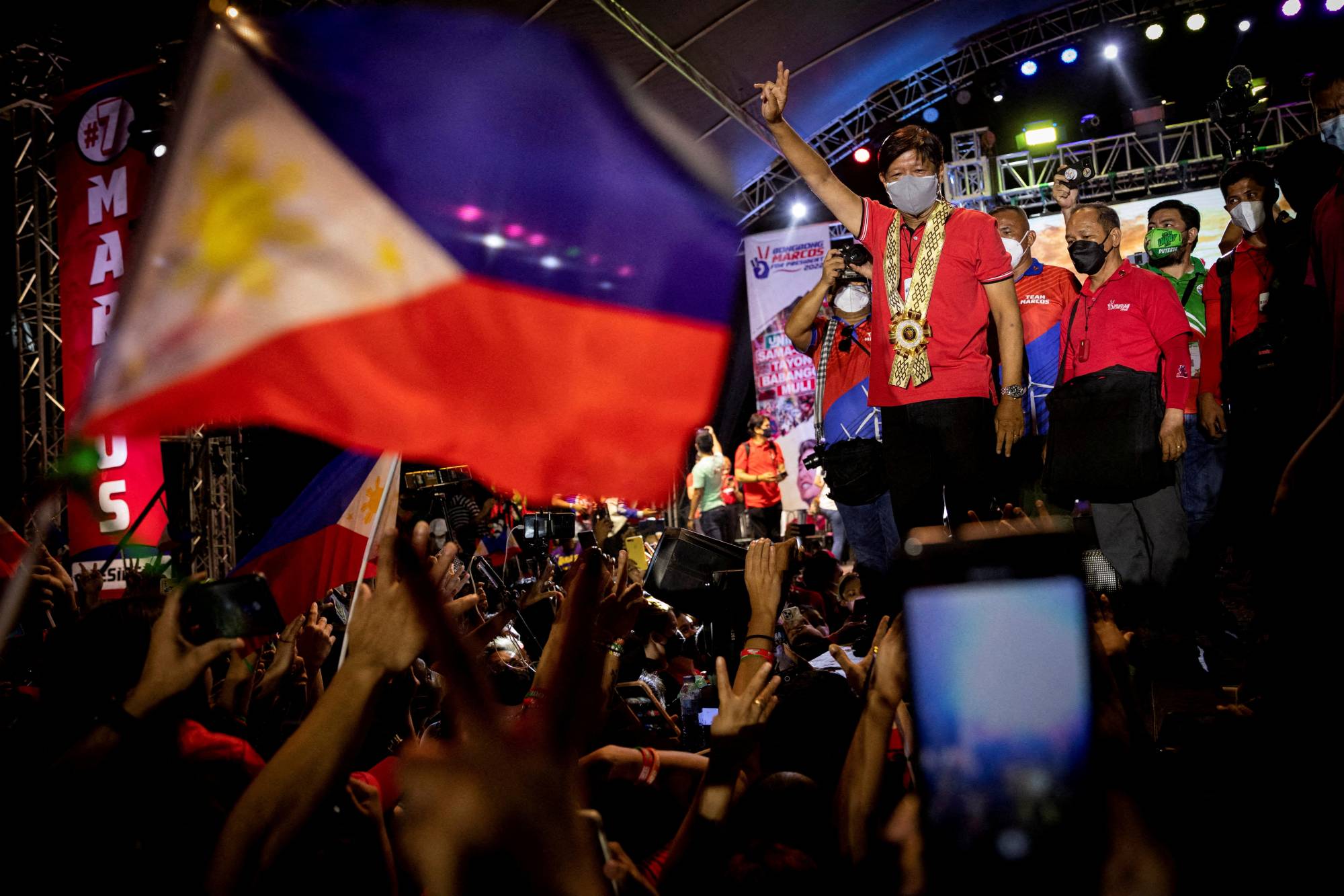 Philippine presidential candidate Ferdinand Marcos Jr. during a campaign rally in Lipa, the Philippines, on April 20. | Reuters 