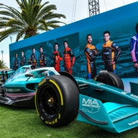 A Formula One car is displayed ahead of the Miami Grand Prix in Miami Gardens, Florida, on Wednesday. | AFP-JIJI