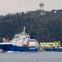 Russian Navy\'s Black Sea Fleet logistics support ship Vsevolod Bobrov sails in the Bosphorus, in Istanbul, on Jan. 7. | REUTERS