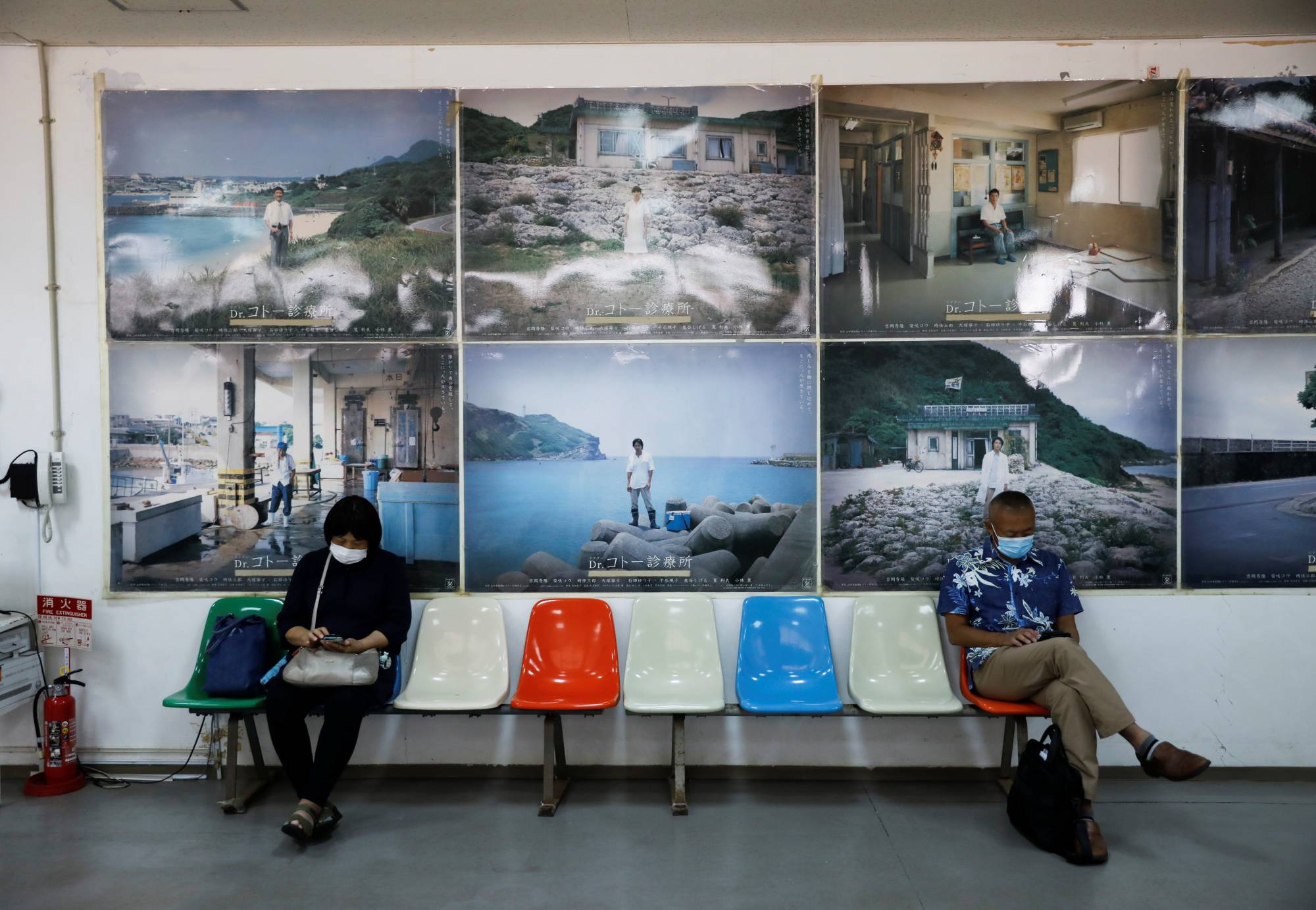 Passengers wait at the airport on Yonaguni Island in Okinawa Prefecture last October. | REUTERS