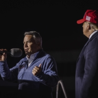 Rep. Jody Hice of Georgia campaigns in the state\'s secretary of state Republican primary alongside Donald Trump, in Commerce, Georgia, on March 26. | AUDRA MELTON / THE NEW YORK TIMES

