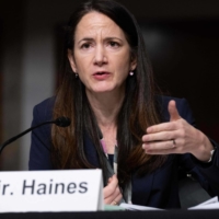 U.S. Director of National Intelligence Avril Haines testifies during a Senate Armed Services Committee hearing on Capitol Hill in Washington on May 10. Haines briefed the Senate on her assessment that the war in Ukraine is morphing into one of prolonged attrition.  | AFP-JIJI