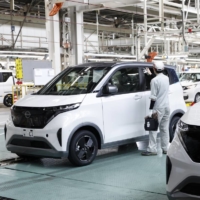 Nissan Sakura electric vehicles in the inspection area of the production line at Mitsubishi Motors\' Mizushima plant in Kurashiki, Okayama Prefecture, on Thursday | BLOOMBERG