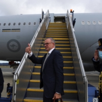 Australian Prime Minister Anthony Albanese leaves Canberra for Tokyo after being sworn in as the country\'s leader.  | AAP IMAGE / VIA REUTERS