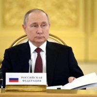 Russian President Vladimir Putin attends the Collective Security Treaty Organization (CSTO) summit at the Kremlin in Moscow, on May 16. |  SPUTNIK / SERGEI GUNEEV / POOL / VIA REUTERS