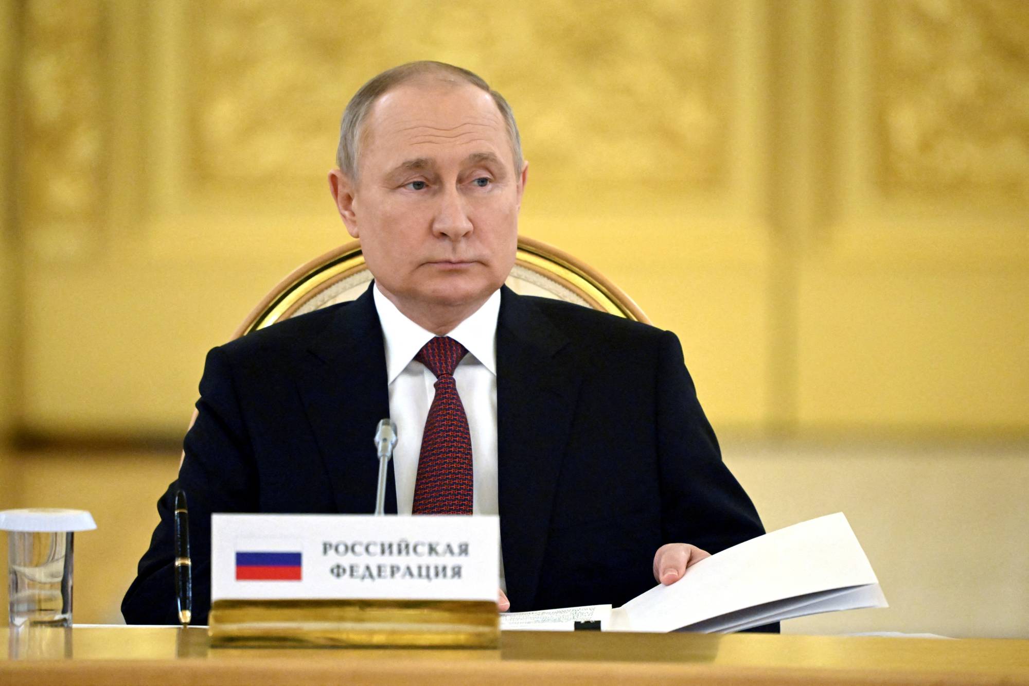 Russian President Vladimir Putin attends the Collective Security Treaty Organization (CSTO) summit at the Kremlin in Moscow, on May 16. | Sputnik / Sergei Guneev / Pool / via REUTERS