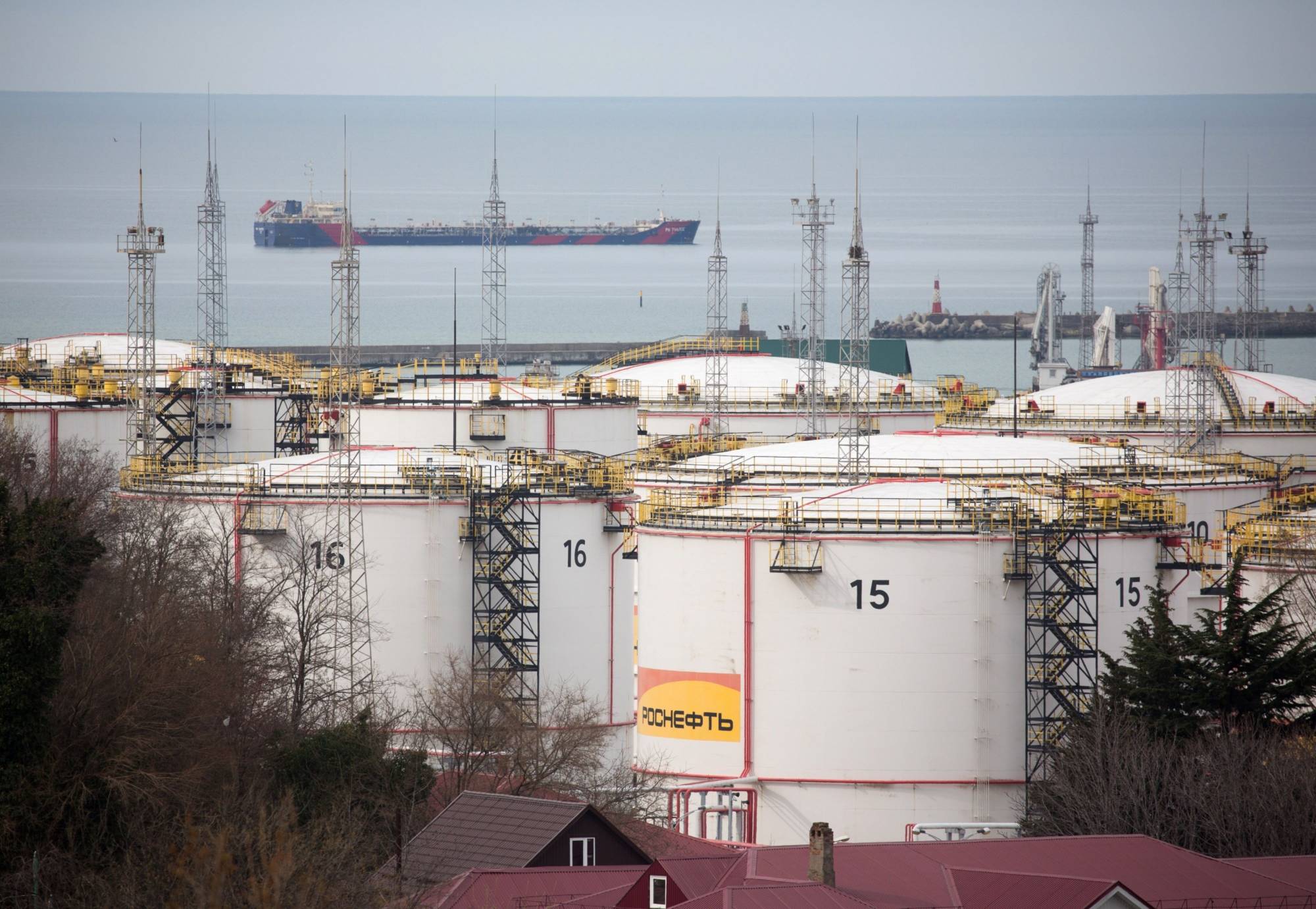 Oil storage tanks in Tuapse, Russia, in March 2020. While insurance companies based in countries that are big buyers of Russian oil might be able to step in, their ability to cover potentially huge policy risks by getting their own insurance policies from reinsurers also looks set to be hit. | Bloomberg