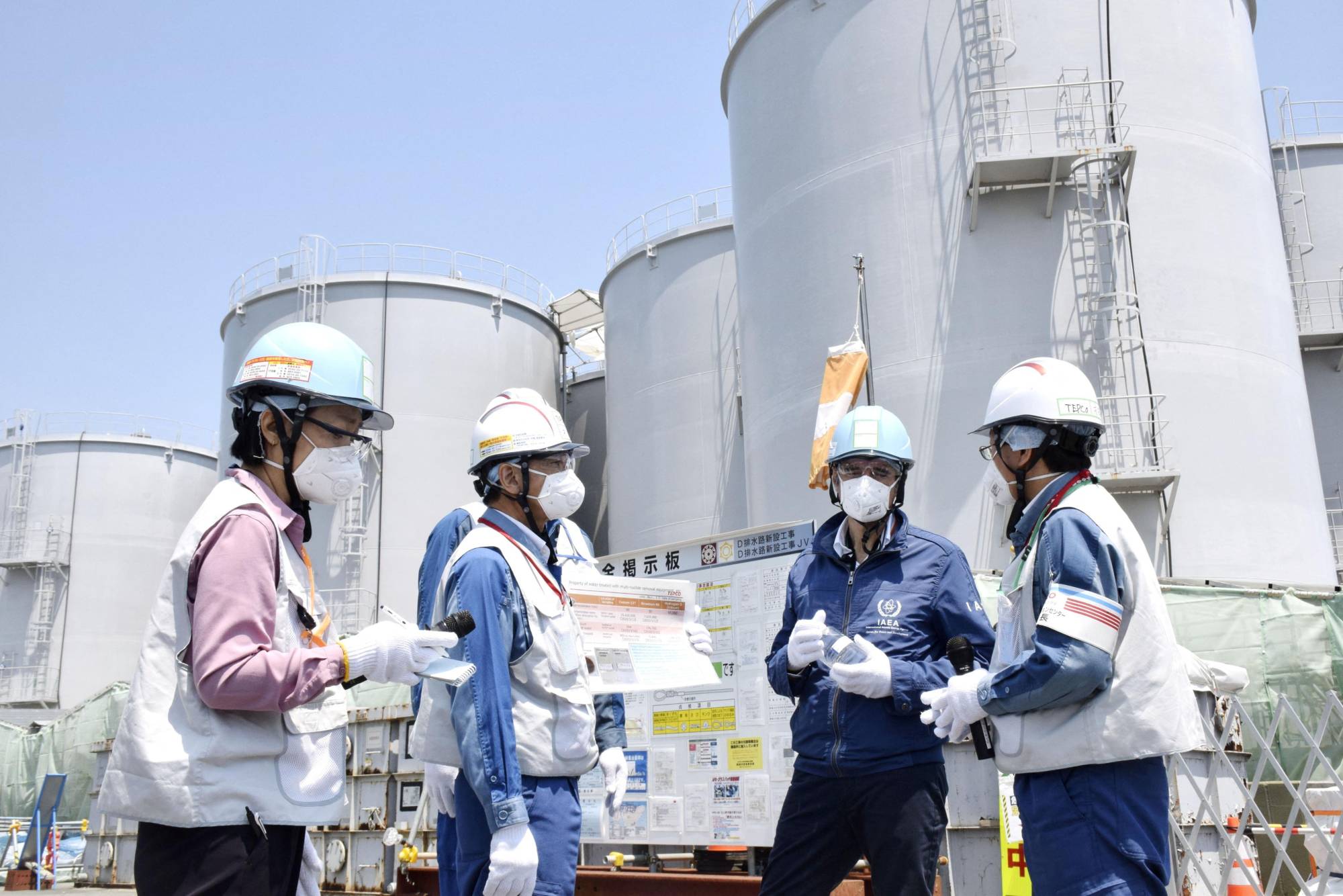 International Atomic Energy Agency Director General Rafael Grossi visits the tsunami-crippled Fukushima No. 1 nuclear power plant in Okuma, Fukushima Prefecture, on May 19. | KYODO