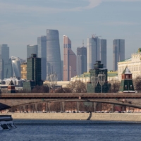 The Moscow International Business Center (MIBC), also known as Moscow City, and the Grand Kremlin palace (right) in February 2022. | BLOOMBERG