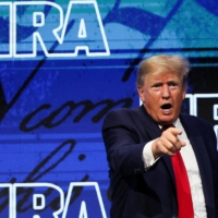 Former U.S. President Donald Trump speaks during the NRA\'s annual convention. | REUTERS
