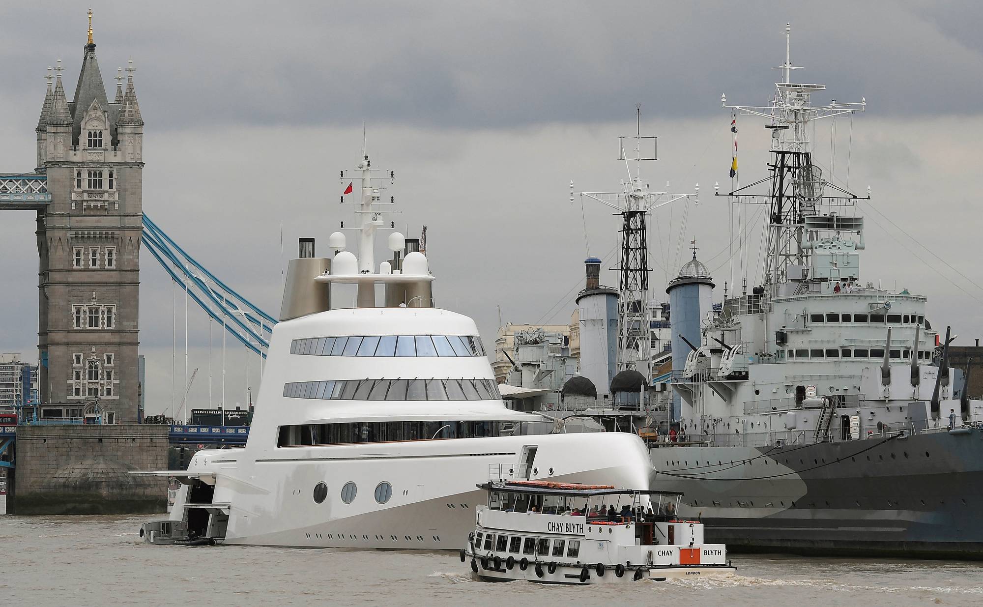 A superyacht owned by Russian tycoon Andrey Melnichenko in London in 2016 | Reuters