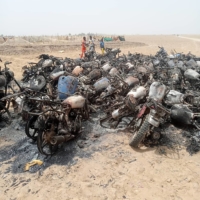 Dozens of motorcycles that were burned in March in the town of Moura in Mali | VIA THE NEW YORK TIMES