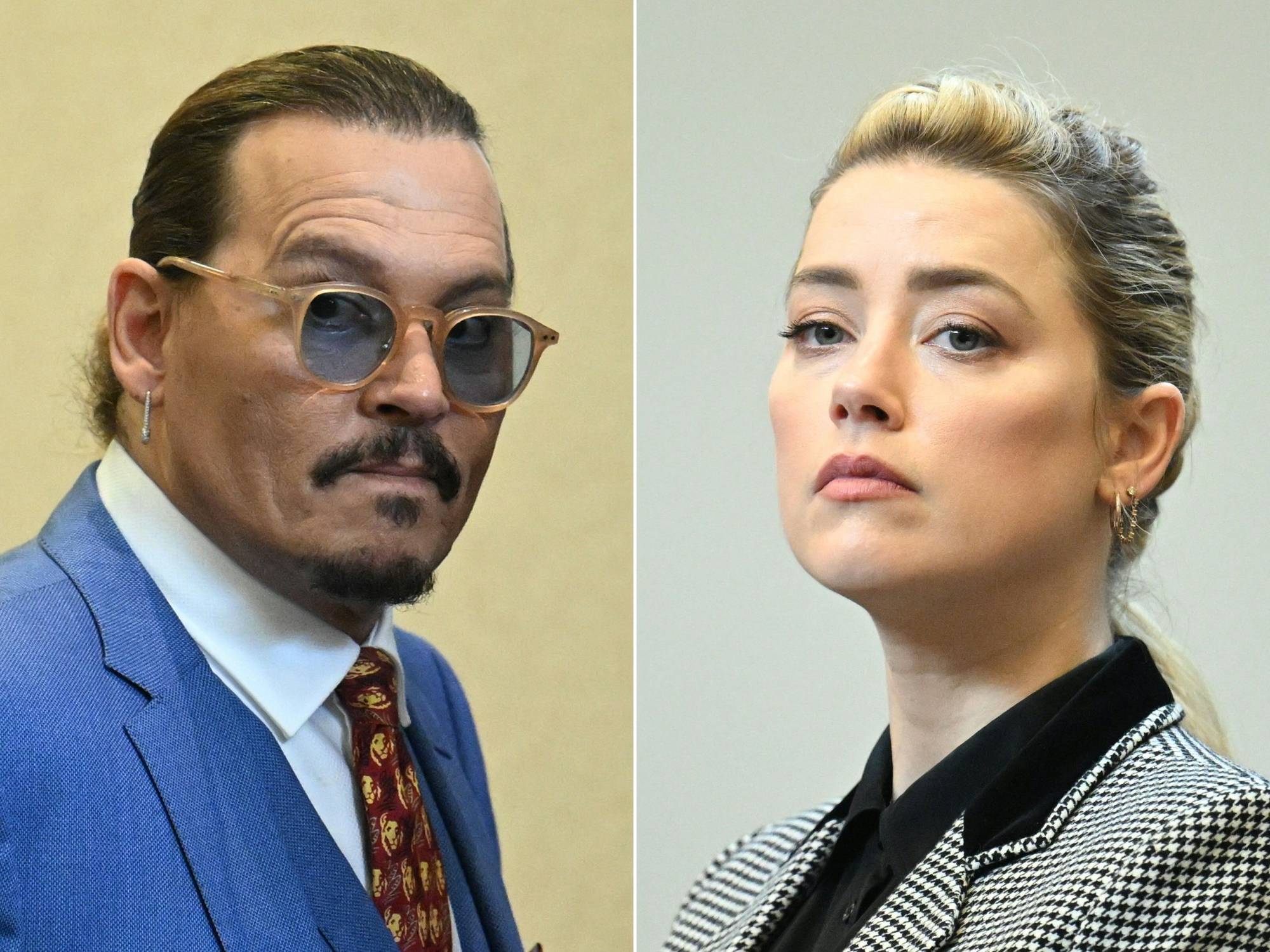 Actor Johnny Depp (left) and actress Amber Heard attend a defamation trial at the Fairfax County Circuit Courthouse in Virginia on May 24. Heard said she was disappointed 'beyond words' on Wednesday after a jury found she had made defamatory claims of abuse against her ex-husband Depp. | AFP-JIJI
