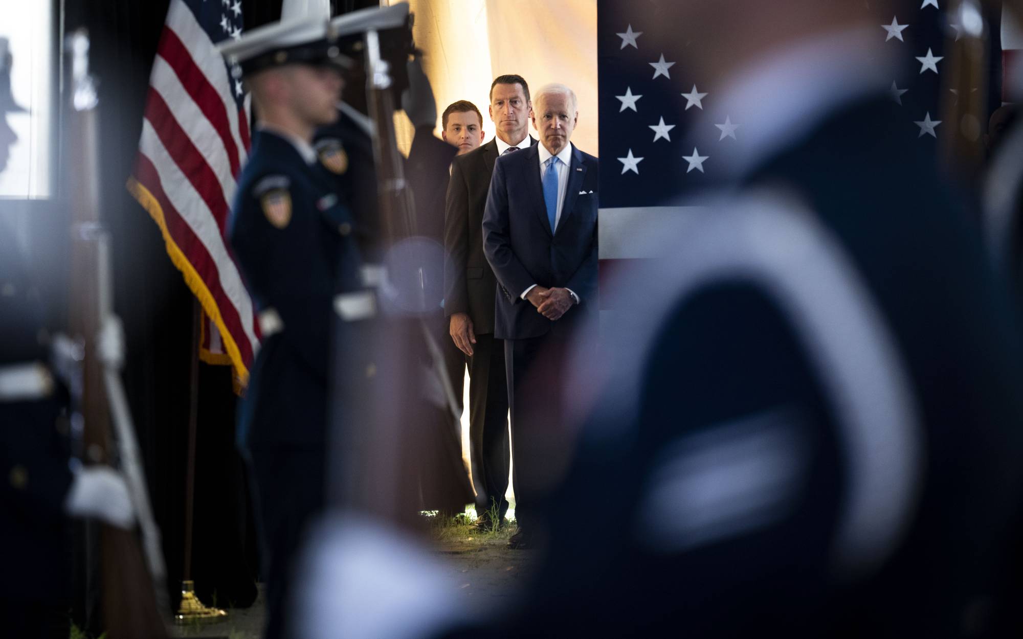 President Joe Biden at a Coast Guard change of command ceremony Wednesday in Washington. | Doug Mills / The New York Times
