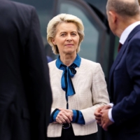 European Commission President Ursula von der Leyen attends a news conference during the North Sea Summit on offshore wind at Port of Esbjerg, Denmark on May 18.  | REUTERS