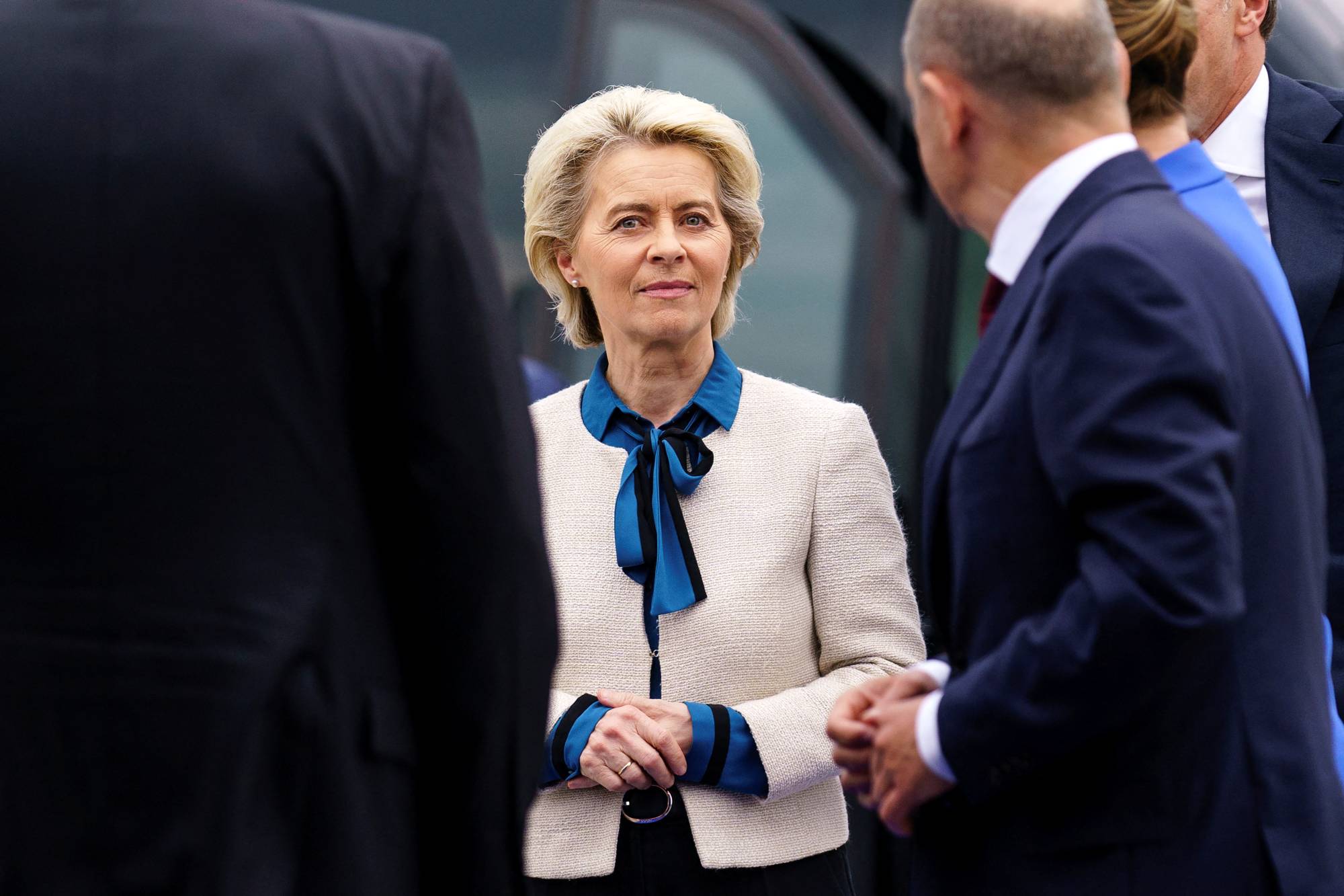 European Commission President Ursula von der Leyen attends a news conference during the North Sea Summit on offshore wind at Port of Esbjerg, Denmark on May 18. | REUTERS