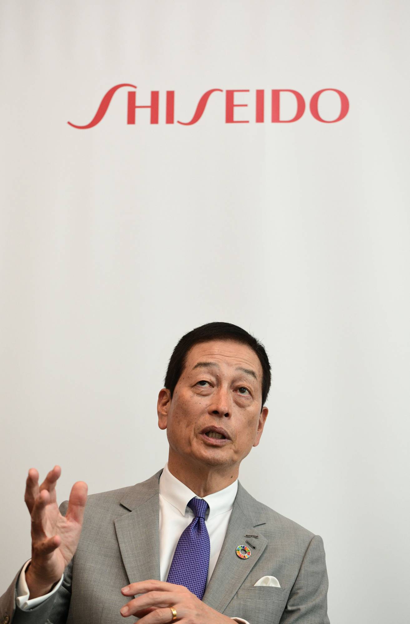 Shiseido President Masahiko Uotani says the most important area of focus for the firm's new Kyushu plant will be developing human resources. | Nishinippon Shimbun
