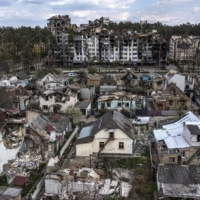Houses, and buildings are in ruins at Irpin, a suburb of Kyiv, after weeks of Russian attacks on Ukraine on May 2.   | DAVID GUTTENFELDER / THE NEW YORK TIMES