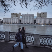 A building of the Russian Defense Ministry in Moscow on Feb. 18. Three months ago, President Vladimir Putin signed a law designed to silence war against Ukraine criticizers; now, at least 50 people face yearslong prison terms.  | SERGEY PONOMAREV / THE NEW YORK TIMES