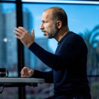 Dara Khosrowshahi, chief executive officer of Uber Technologies Inc., speaks during a Bloomberg Technology television interview in San Francisco in 2021. Khosrowshahi said the ride-hailing giant had its best week last week since the start of the pandemic. | BLOOMBERG
