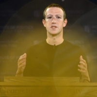 Facebook founder Mark Zuckerberg speaks at Georgetown University in a \"Conversation on Free Expression\" in Washington in 2019.  | AFP-JIJI