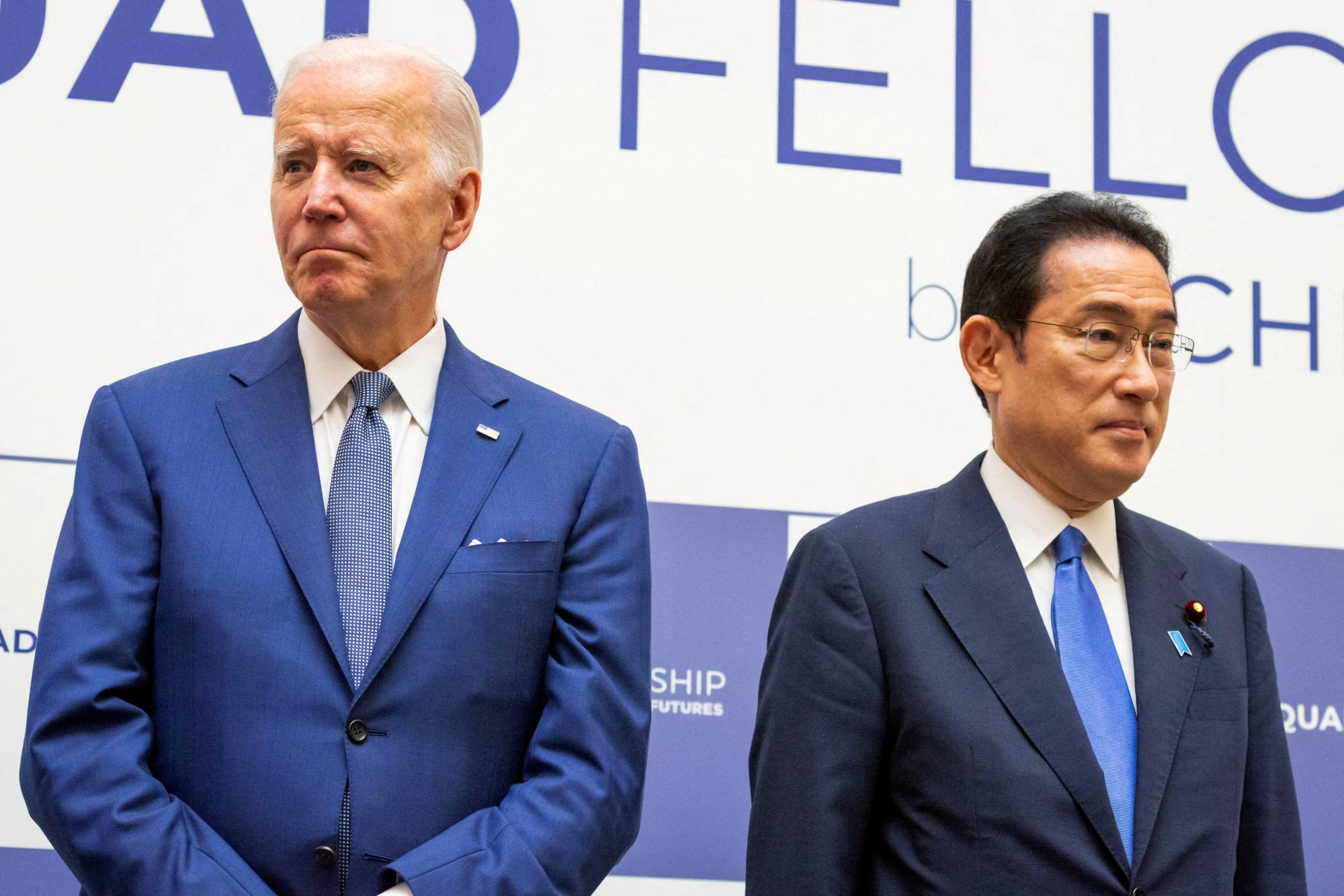 Prime Minister Fumio Kishida and U.S. President Joe Biden attend a 