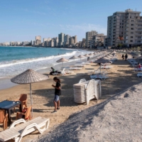 A beach in Famagusta, Cyprus, which has taken a hit due to a halt in tourism from Russia. 
 | AFP-JIJI