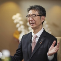 Taro Shimada, president and chief executive officer of Toshiba Corp., speaks during an interview at the company\'s headquarters in Tokyo on Monday. | BLOOMBERG