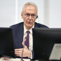 Jerry Black, outside director of Toshiba, speaks during an interview in Tokyo on Monday. | BLOOMBERG