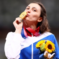 Russian Maria Lasitskene said IOC President Thomas Bach is interested in Russian athletes\' thoughts about the conflict in Ukraine.  | REUTERS