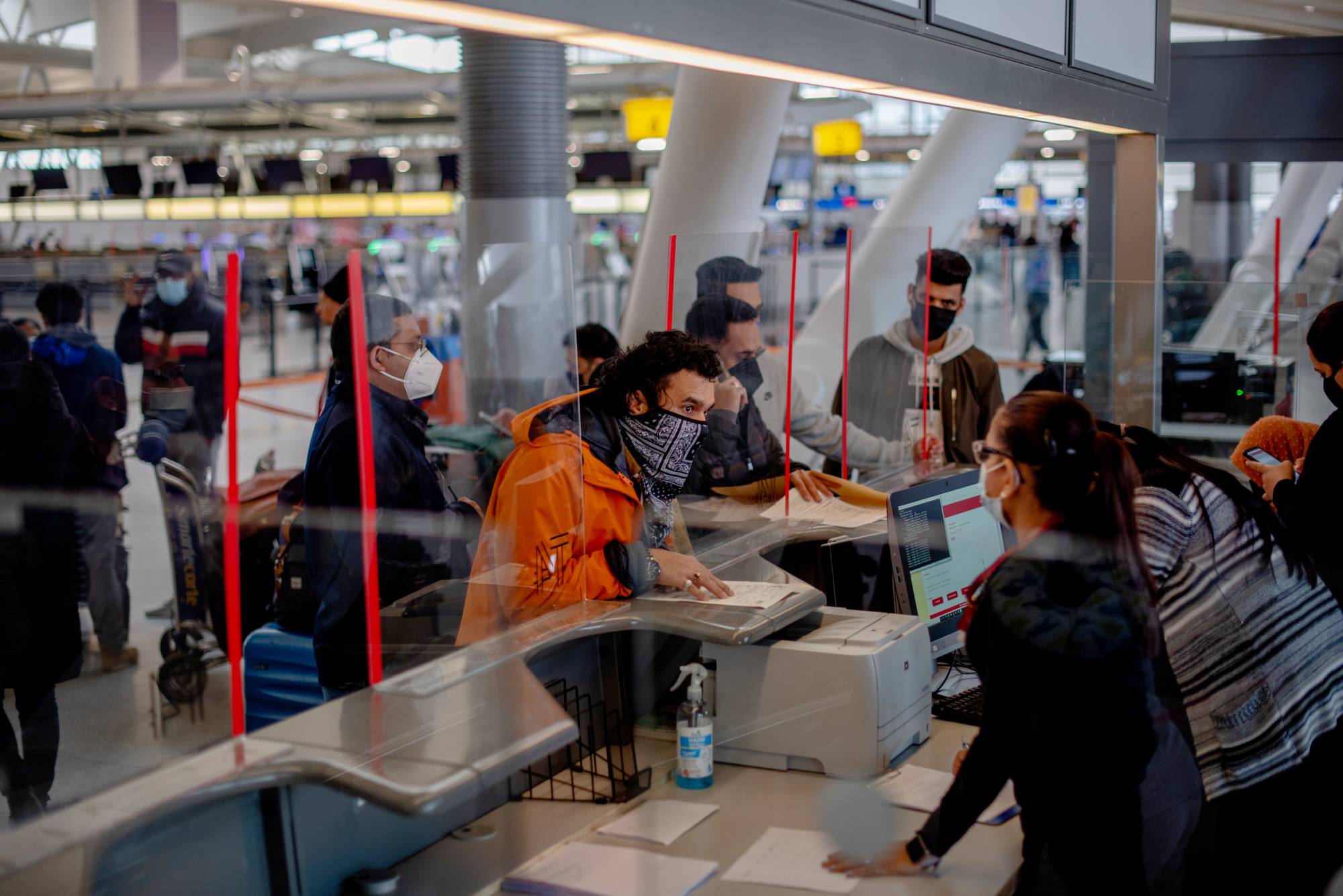 An airline counter at John F. Kennedy International Airport in New York in January | HILARY SWIFT / THE NEW YORK TIMES