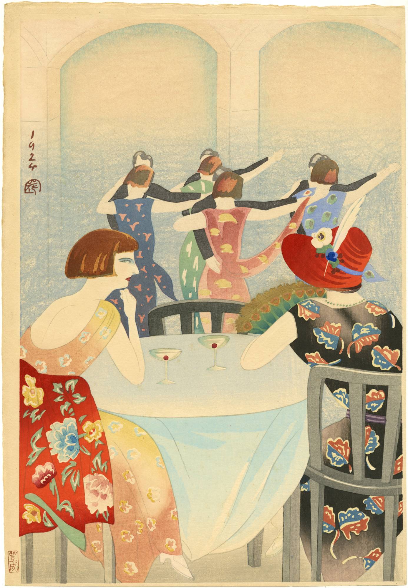 'Dancing at the New Carlton Hotel, Shanghai' (1924) artist Koka Yamamura experimented with self-carving and self-printing, two central tenets of the creative print movement. | COLLECTION SCHOLTEN