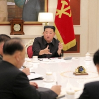 North Korean leader Kim Jong Un presides over a Politburo meeting of the ruling Workers\' Party, in Pyongyang on May 17. | KCNA / VIA REUTERS